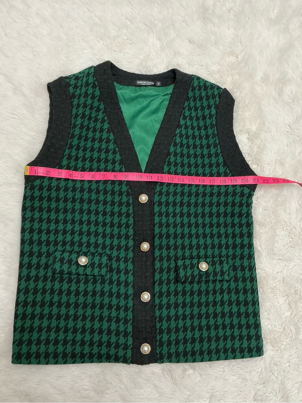 SHEIN - Green & Black Houndstooth Knit Vest Set - Picture 12 of 14